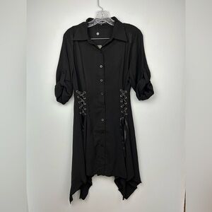 Scarlet Darkness | Dresses | Scarlet Darkness Side Corset Mini Dress  Asymmetrical Hem Button Front Black Sz M | Poshmark